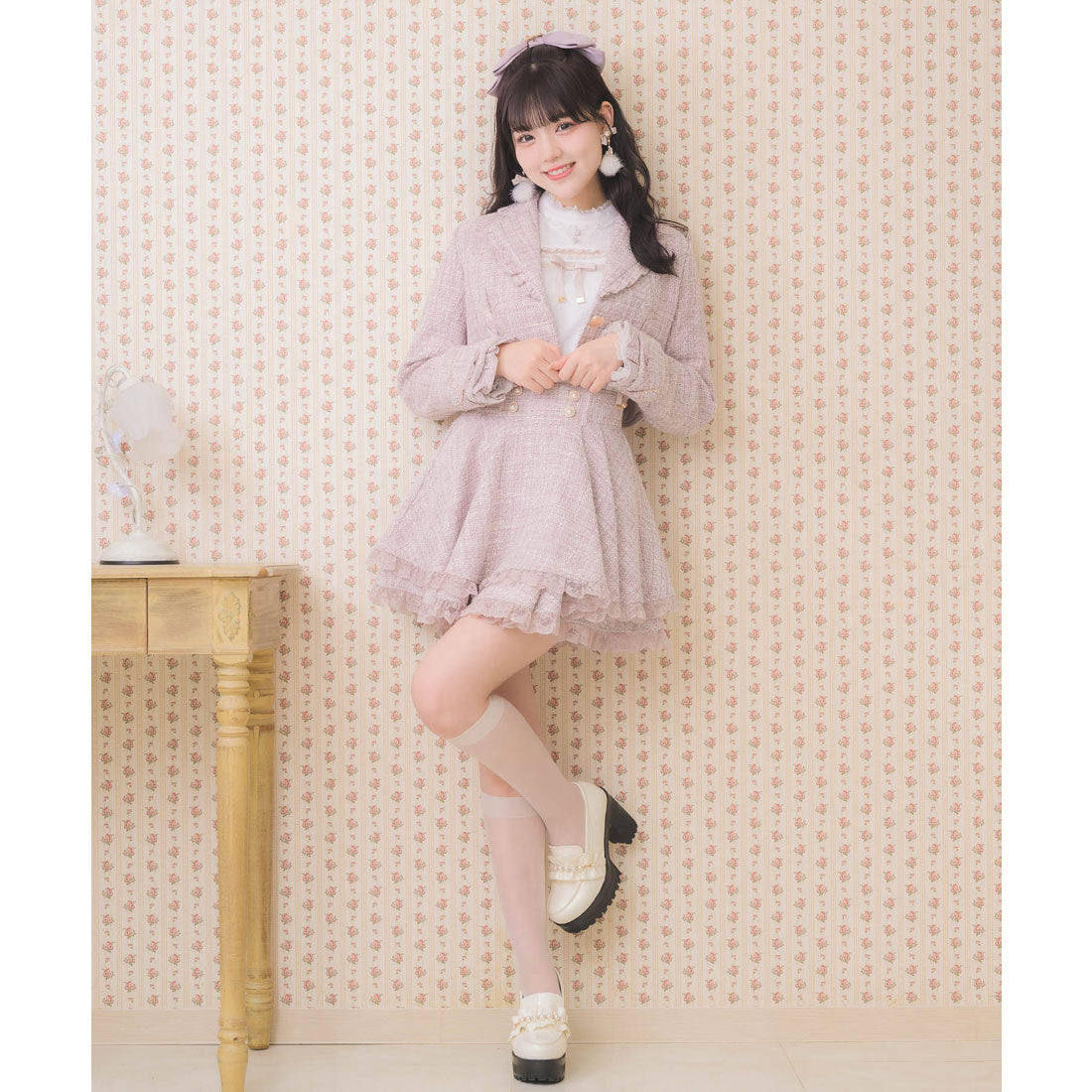 ロジータ ROJITA ダブルフレア裾レーススカート （ピンク） ピンク