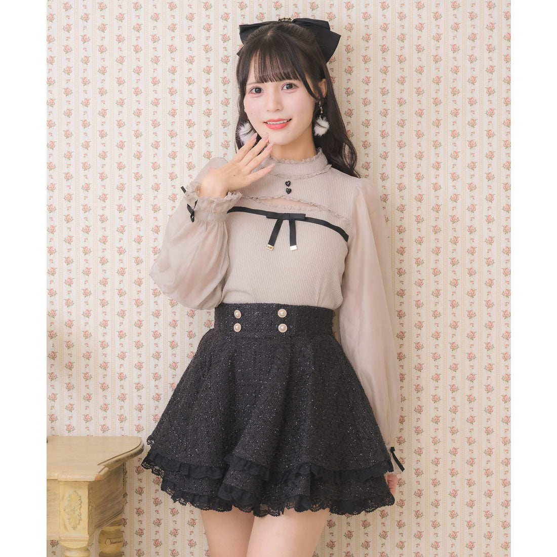 ロジータ ROJITA デコルテ開きシアースリーブトップス （ピンク） ピンク