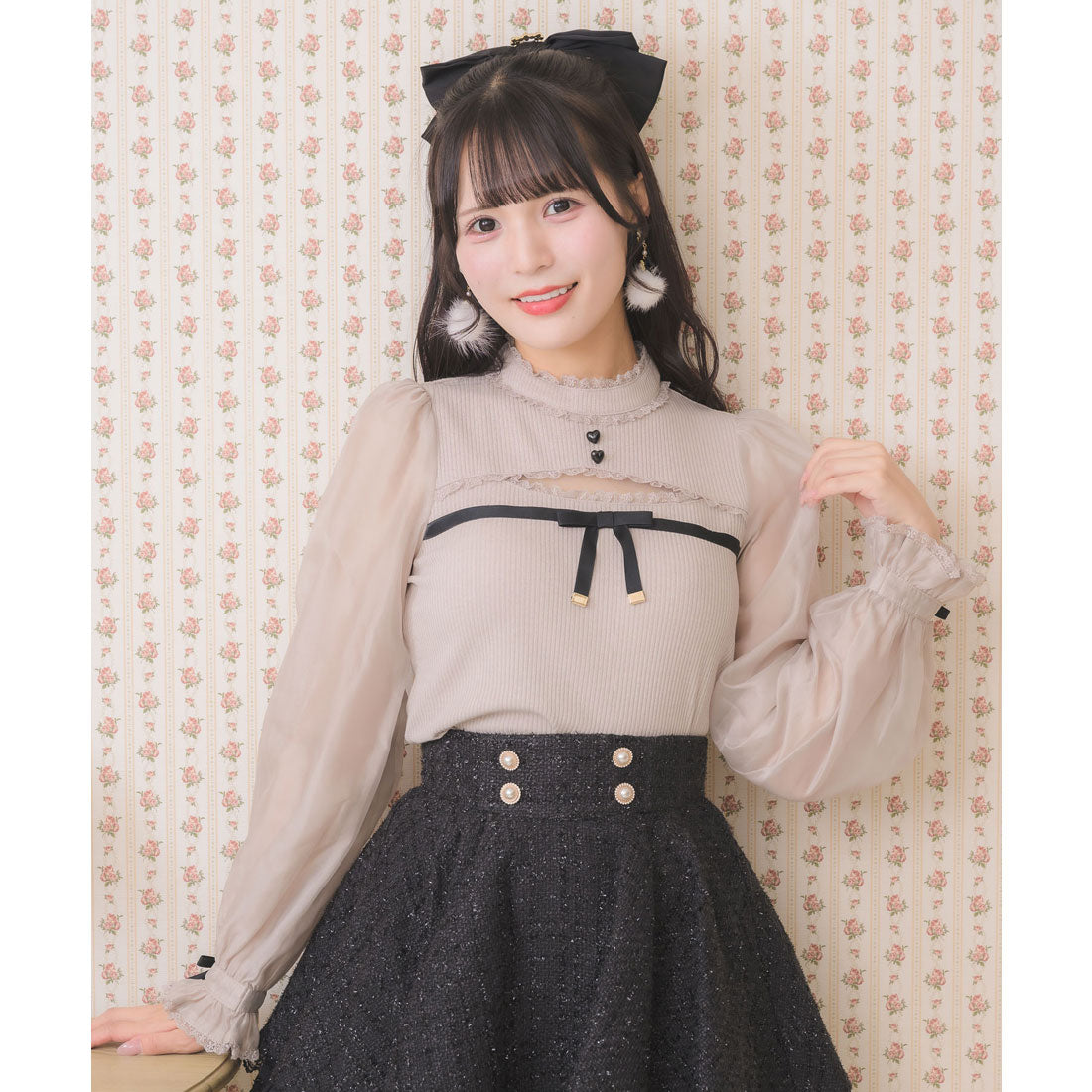 ロジータ ROJITA デコルテ開きシアースリーブトップス （ピンク） ピンク