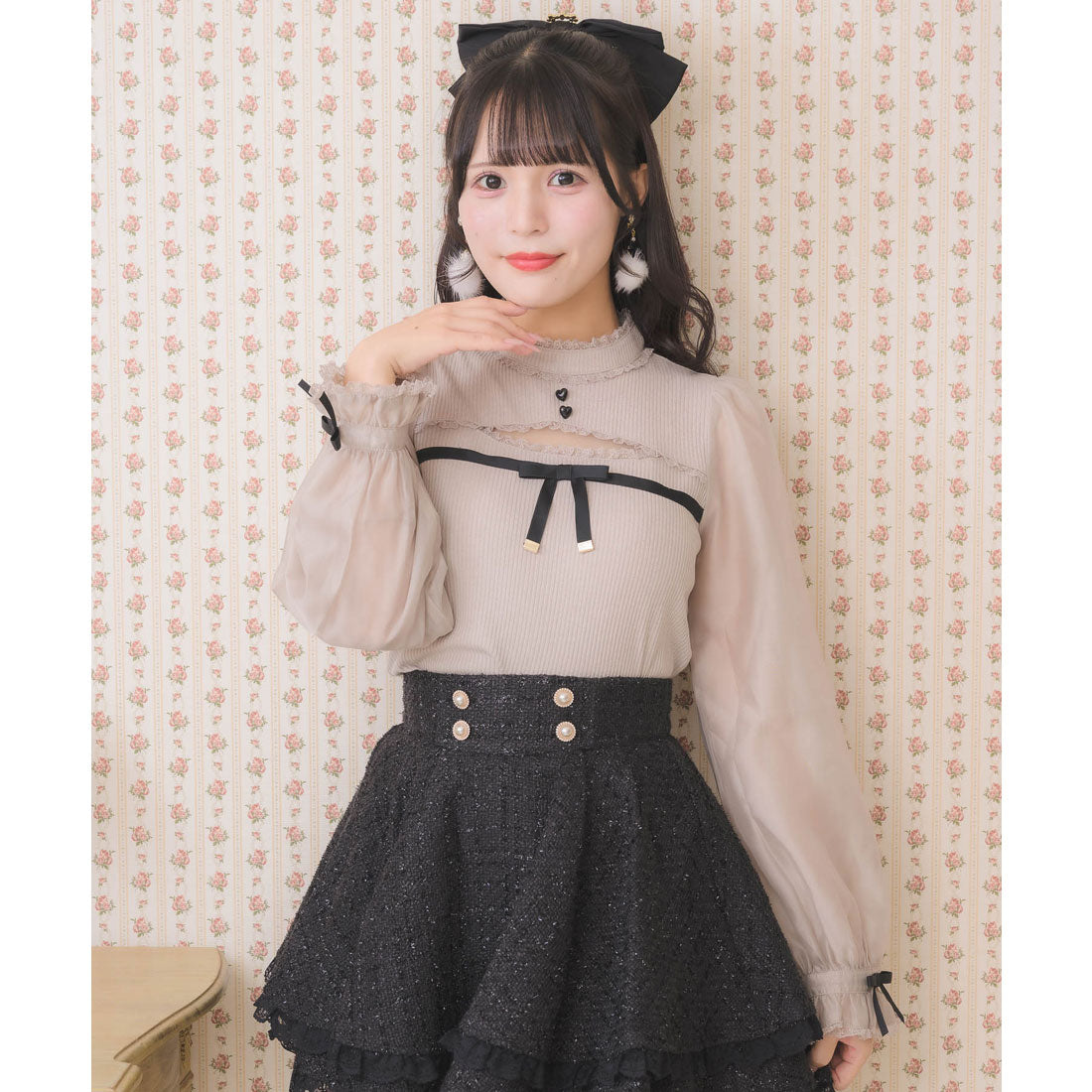 ロジータ ROJITA デコルテ開きシアースリーブトップス （ピンク） ピンク