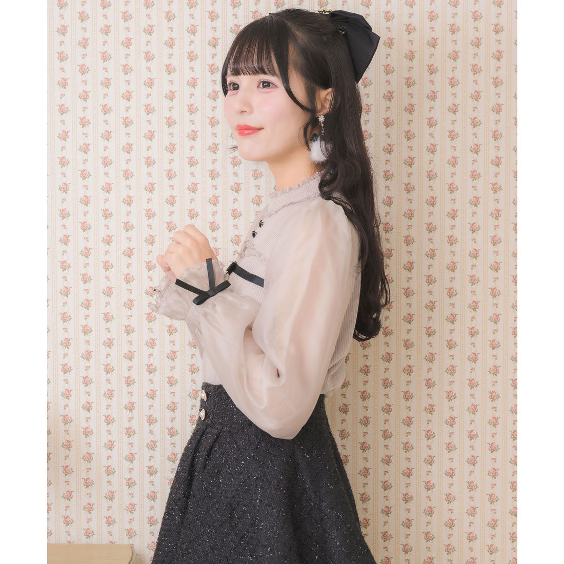 ロジータ ROJITA デコルテ開きシアースリーブトップス （ピンク） ピンク