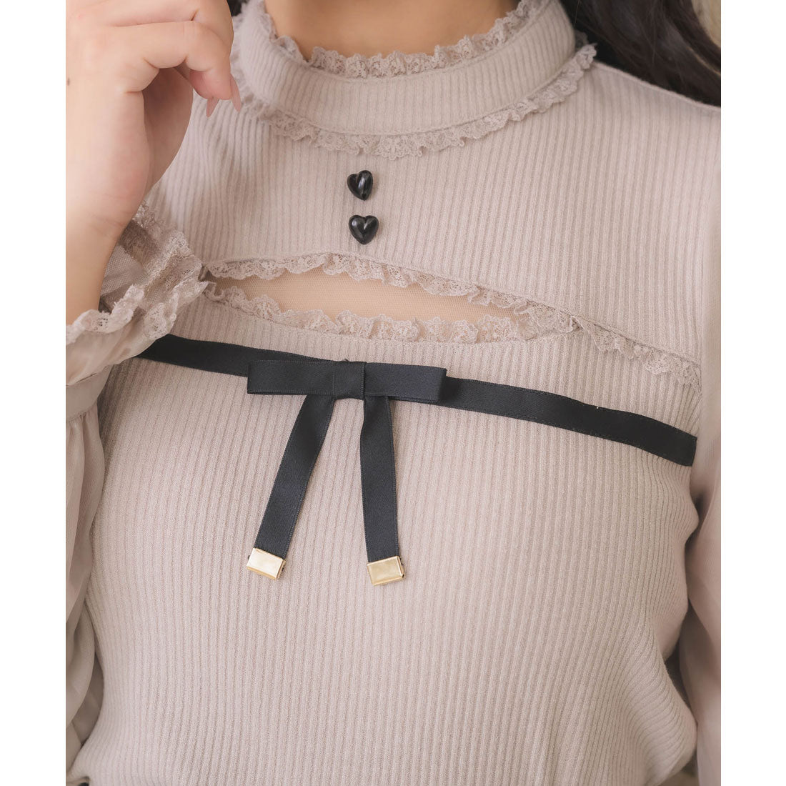 ロジータ ROJITA デコルテ開きシアースリーブトップス （ピンク） ピンク