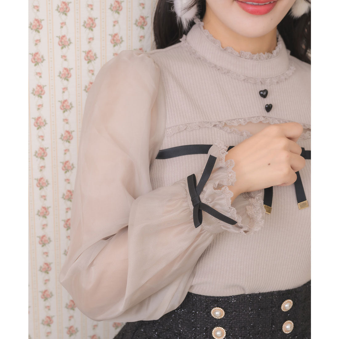 ロジータ ROJITA デコルテ開きシアースリーブトップス （ピンク） ピンク