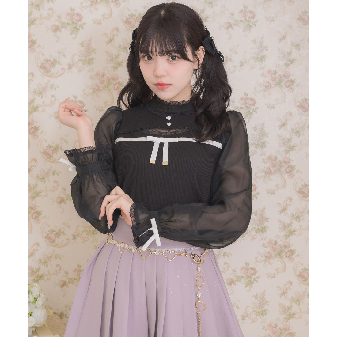 ロジータ ROJITA デコルテ開きシアースリーブトップス （ブラック） ブラック