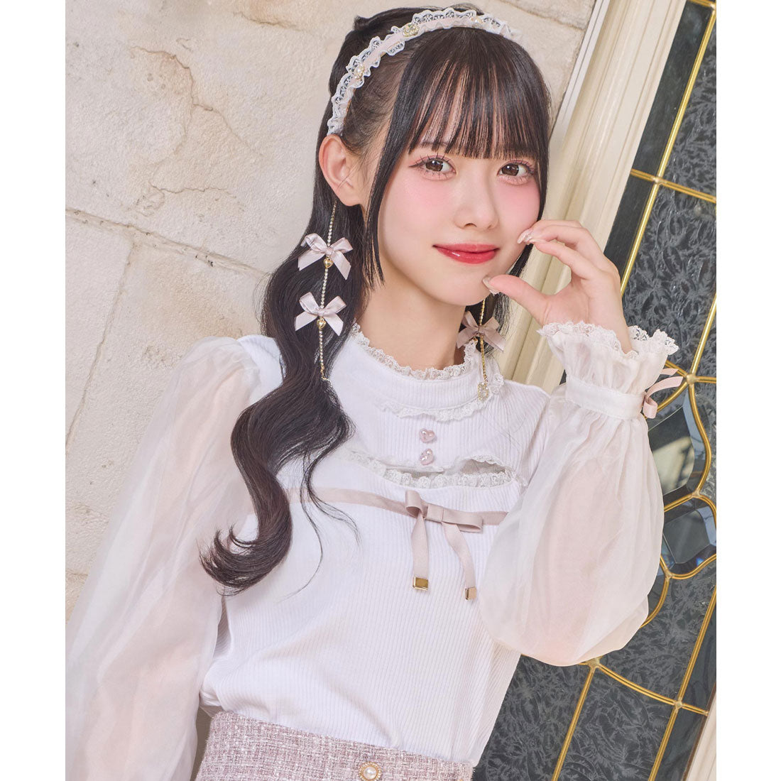 ロジータ ROJITA デコルテ開きシアースリーブトップス （ホワイト） ホワイト