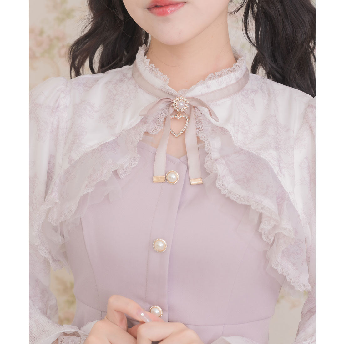 ロジータ ROJITA 花柄シアーラッフルワンピース （ブルー） ブルー