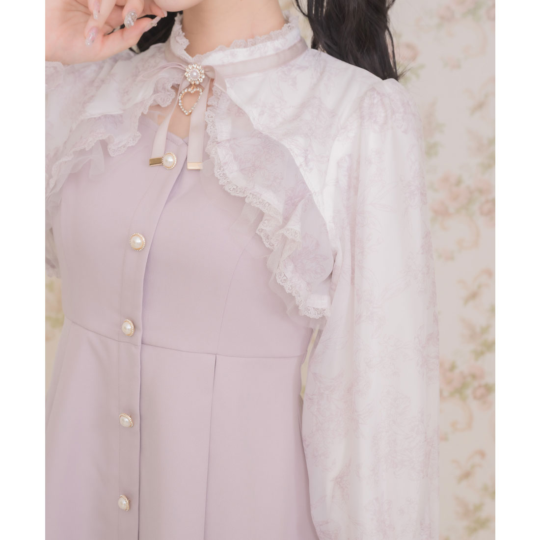 ロジータ ROJITA 花柄シアーラッフルワンピース （ブルー） ブルー