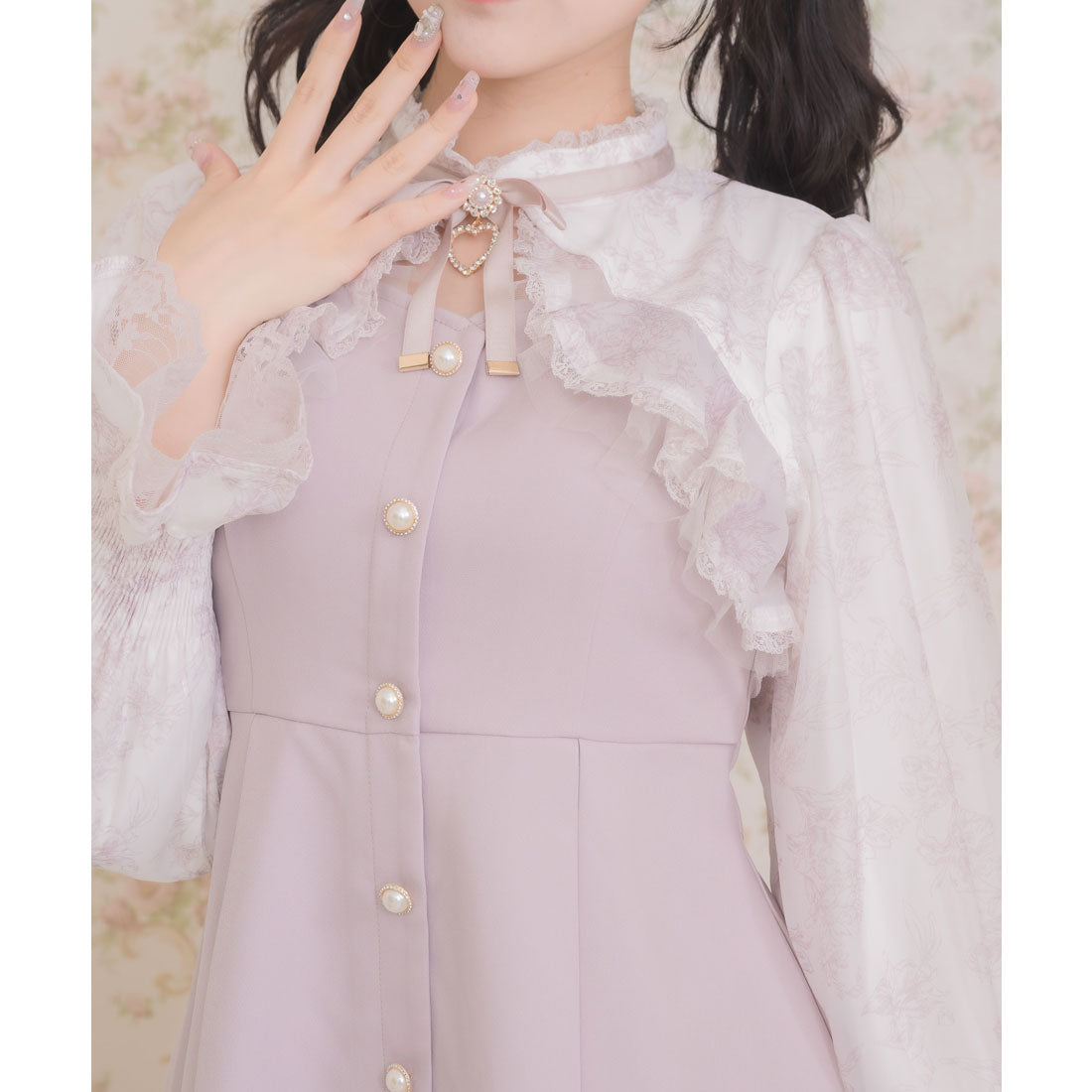 ロジータ ROJITA 花柄シアーラッフルワンピース （ブルー） ブルー