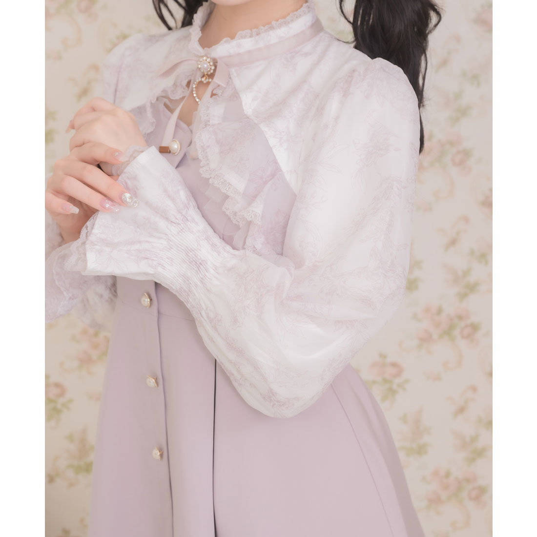 ロジータ ROJITA 花柄シアーラッフルワンピース （ブルー） ブルー