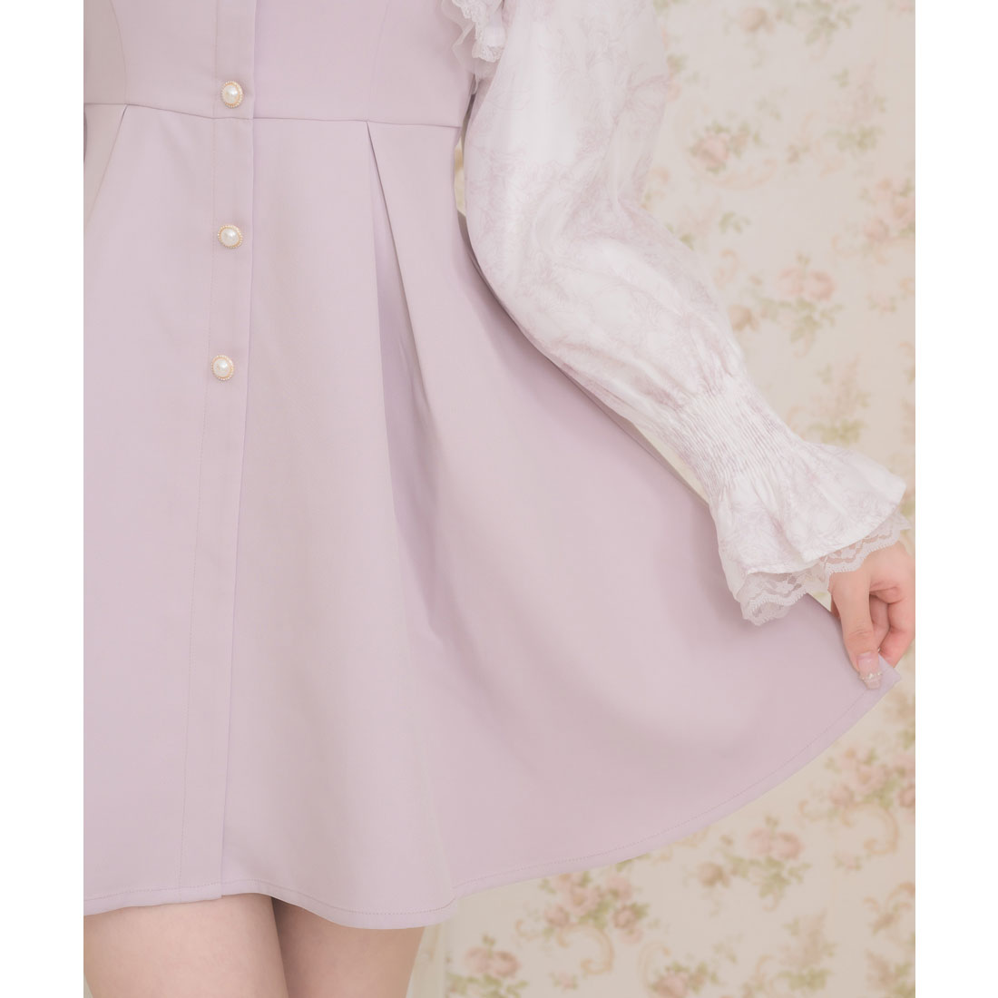 ロジータ ROJITA 花柄シアーラッフルワンピース （ブルー） ブルー