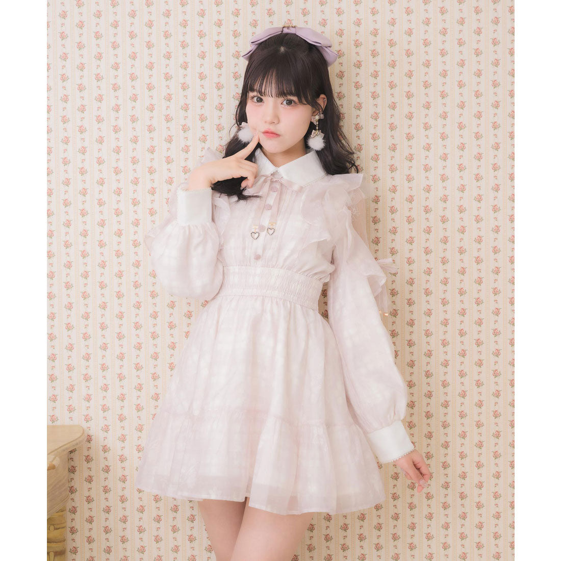 ロジータ ROJITA 花柄チェックミニワンピース （グレー） グレー