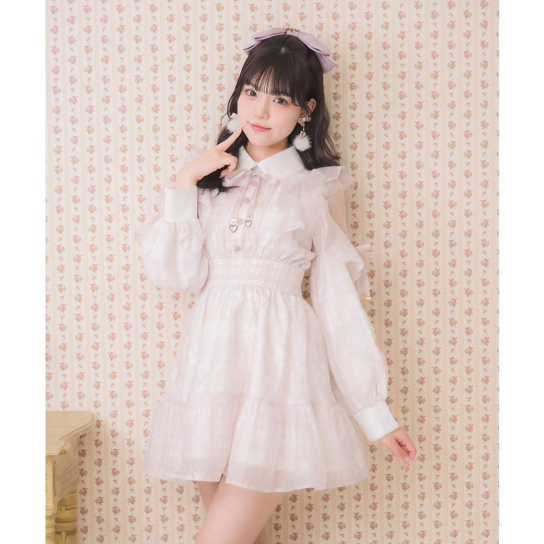 ロジータ ROJITA 花柄チェックミニワンピース （グレー） グレー