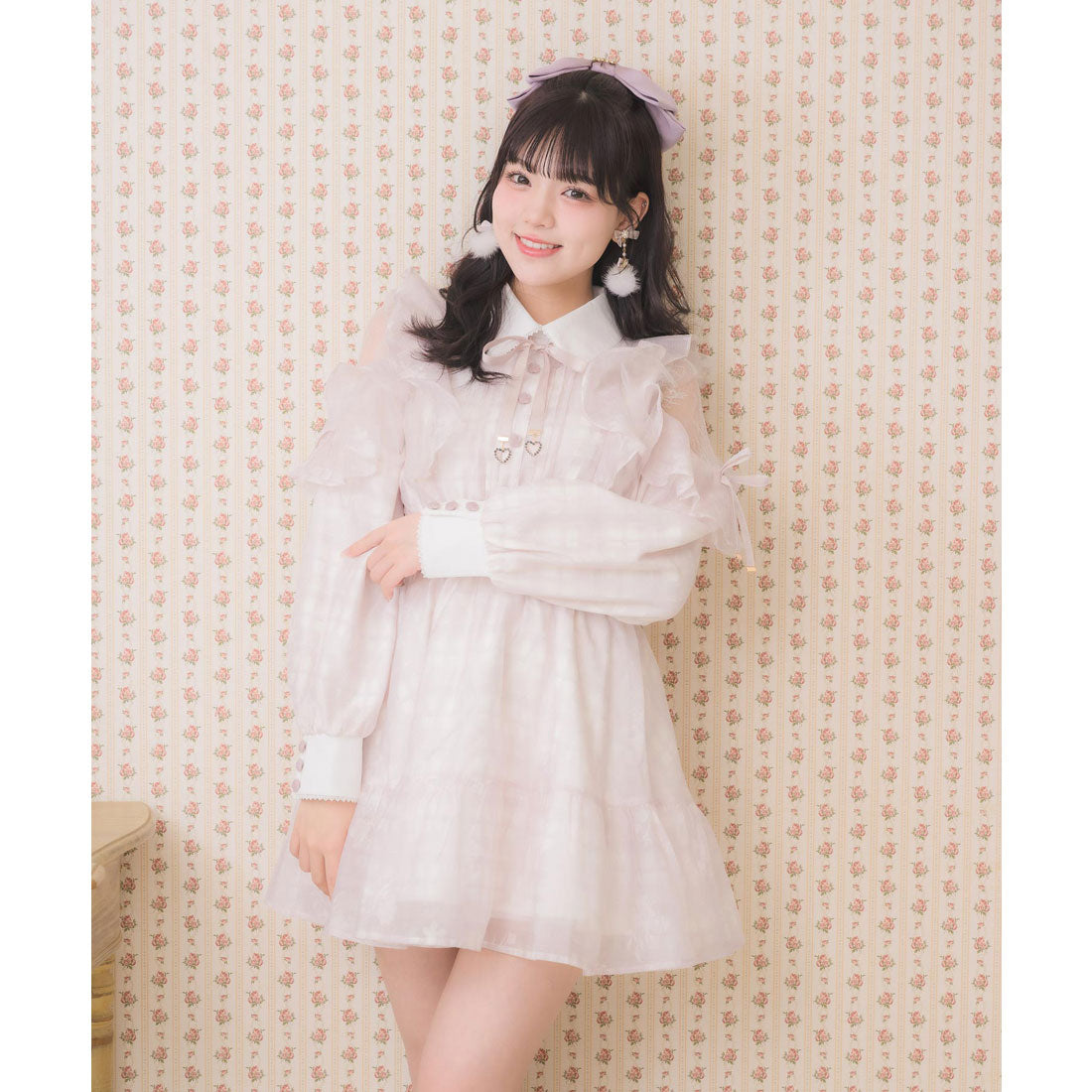 ロジータ ROJITA 花柄チェックミニワンピース （グレー） グレー