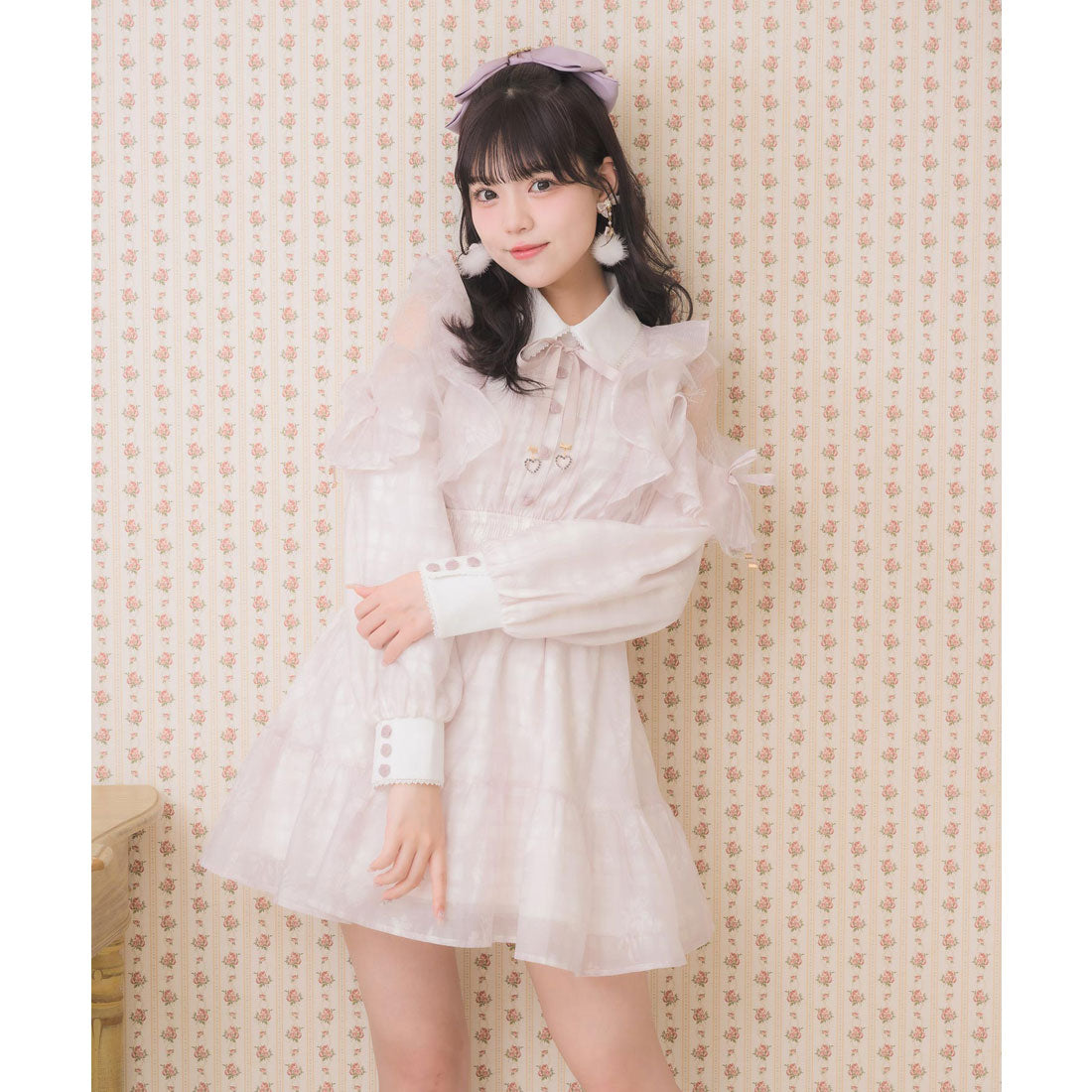 ロジータ ROJITA 花柄チェックミニワンピース （グレー） グレー