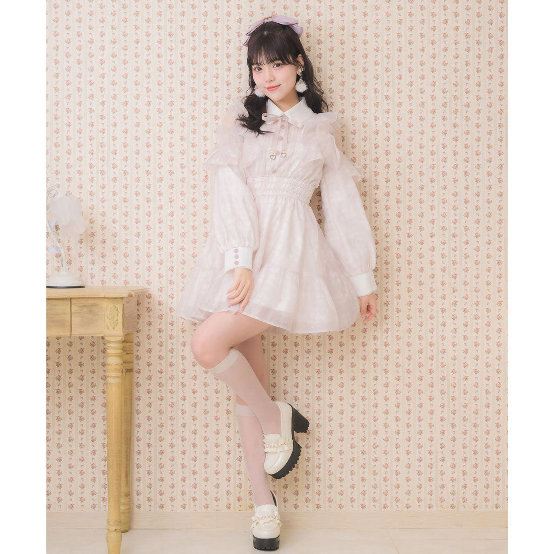 ロジータ ROJITA 花柄チェックミニワンピース （グレー） グレー