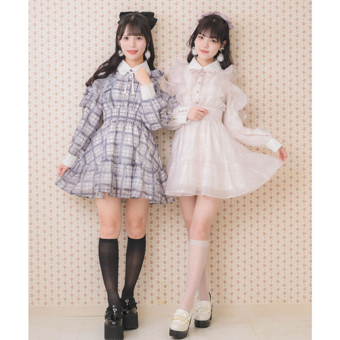 ロジータ ROJITA 花柄チェックミニワンピース （グレー） グレー