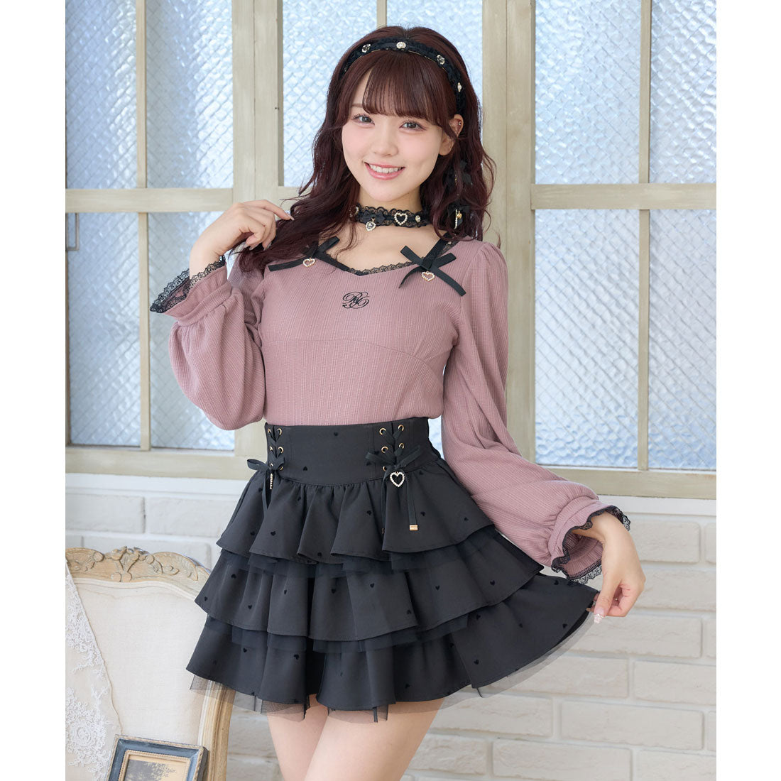 ロジータ ROJITA デコルテリボンロゴトップス （ピンク） ピンク