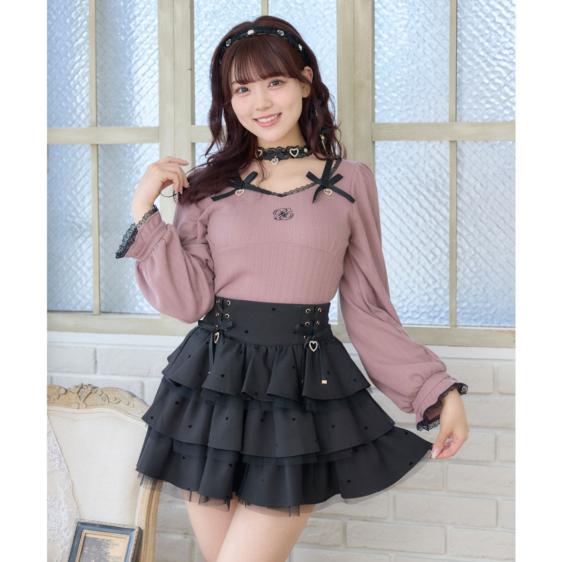 ロジータ ROJITA デコルテリボンロゴトップス （ピンク） ピンク