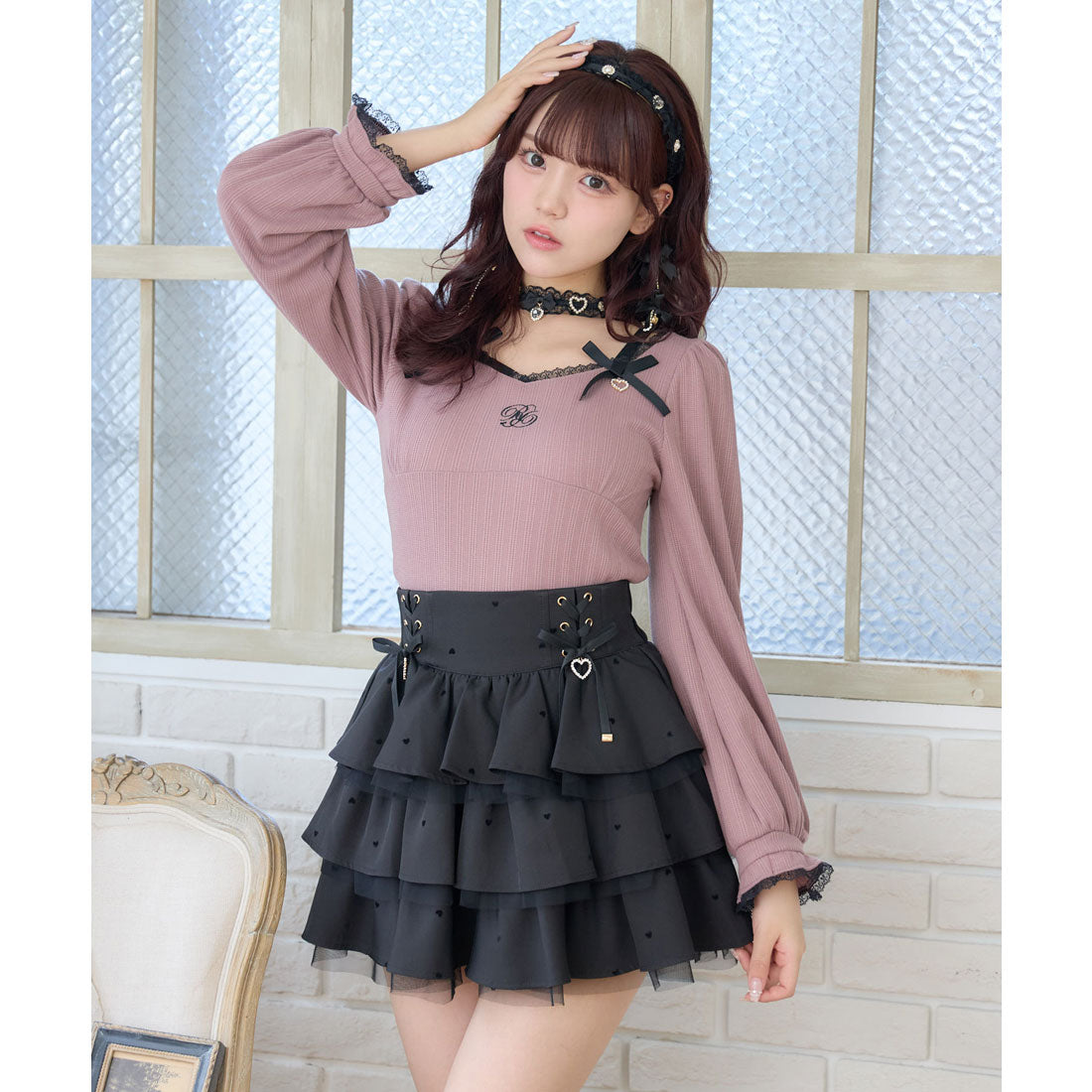 ロジータ ROJITA デコルテリボンロゴトップス （ピンク） ピンク