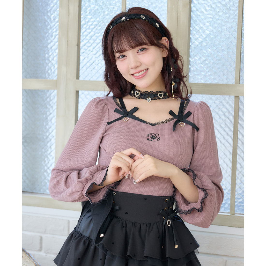 ロジータ ROJITA デコルテリボンロゴトップス （ピンク） ピンク