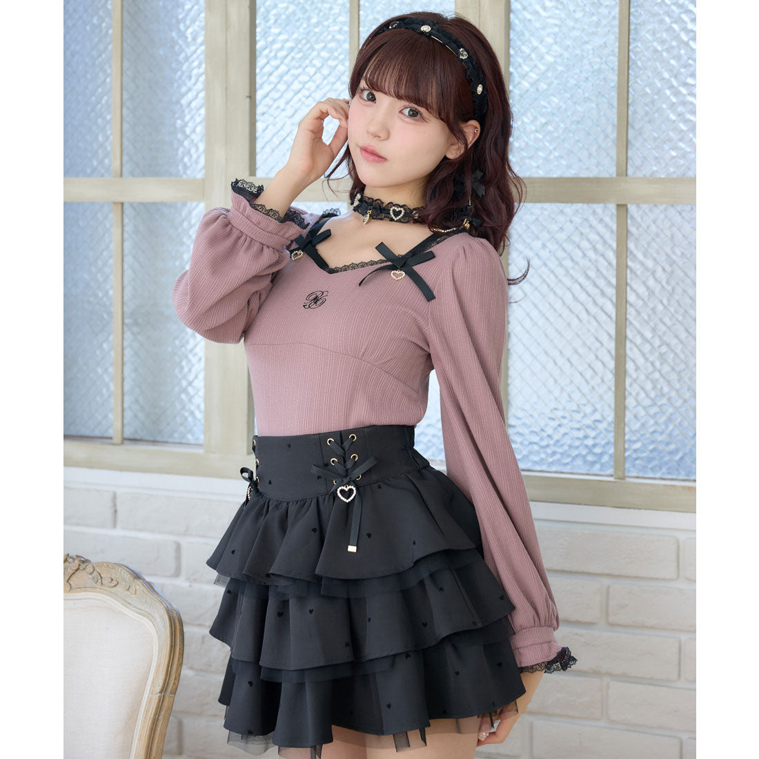 ロジータ ROJITA デコルテリボンロゴトップス （ピンク） ピンク