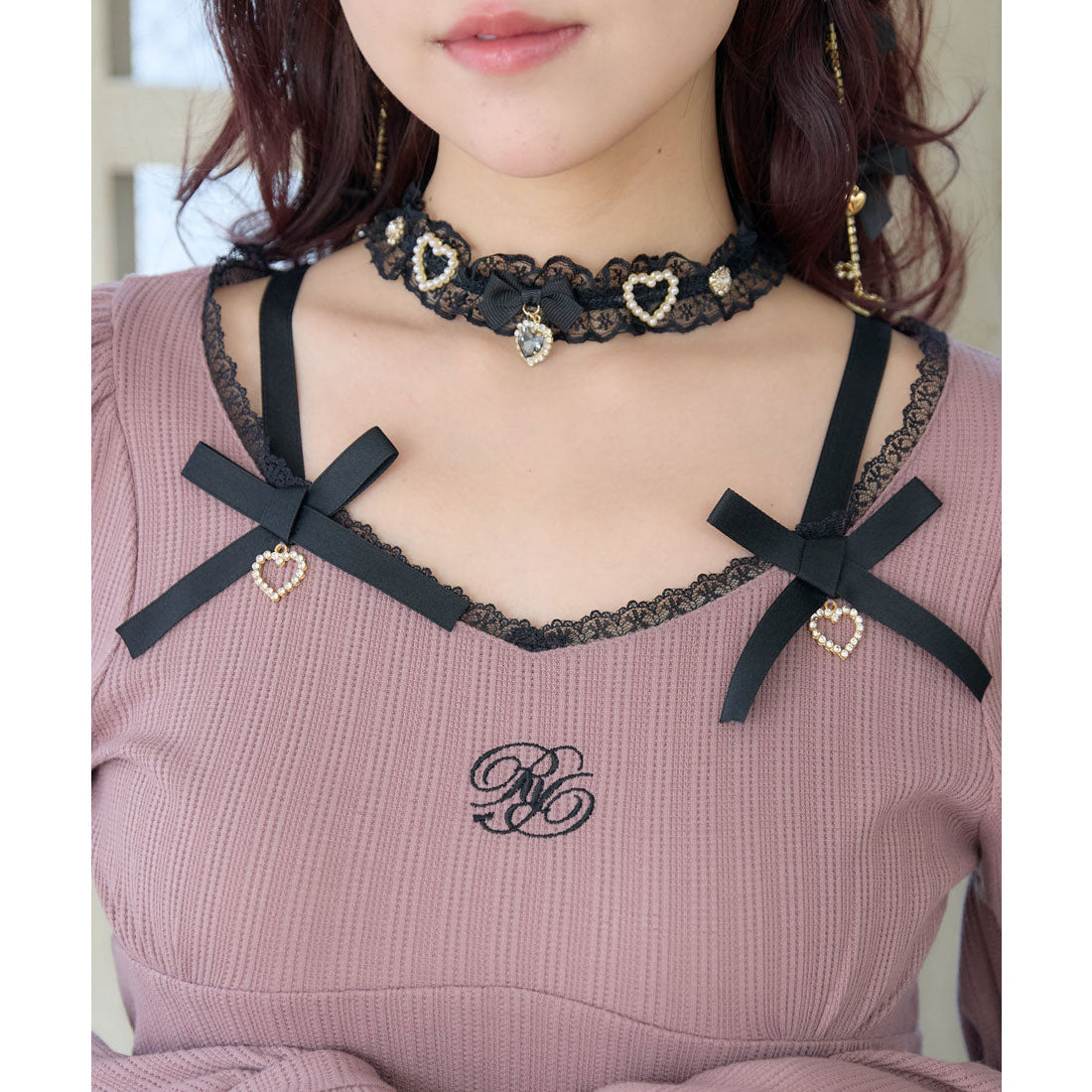 ロジータ ROJITA デコルテリボンロゴトップス （ピンク） ピンク