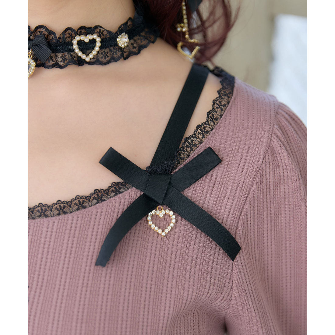 ロジータ ROJITA デコルテリボンロゴトップス （ピンク） ピンク