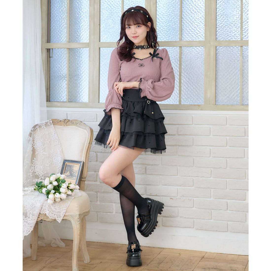 ロジータ ROJITA デコルテリボンロゴトップス （ピンク） ピンク