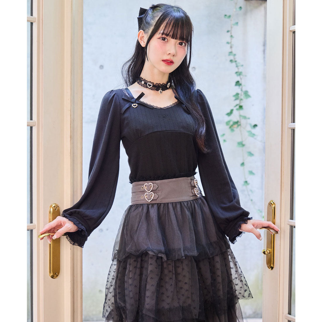 ロジータ ROJITA デコルテリボンロゴトップス （ブラック） ブラック