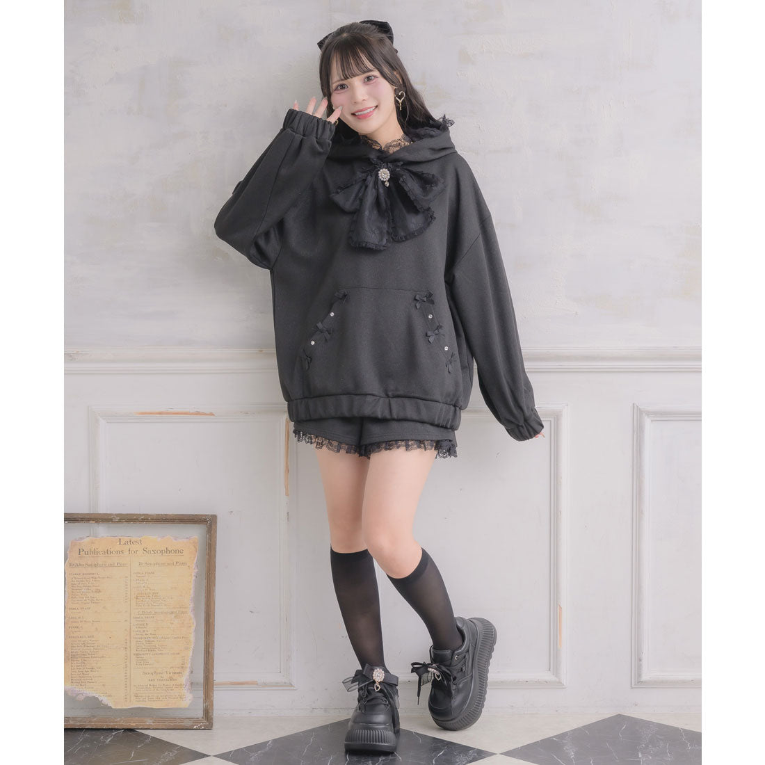 ロジータ ROJITA リボンデザインフーディーセットアップ （ブラック） ブラック