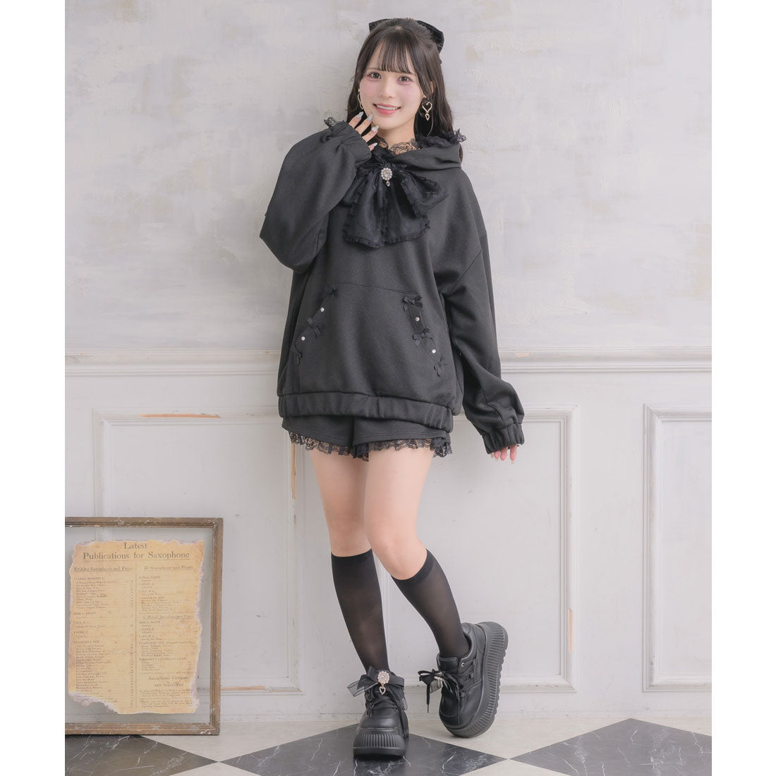 ロジータ ROJITA リボンデザインフーディーセットアップ （ブラック） ブラック