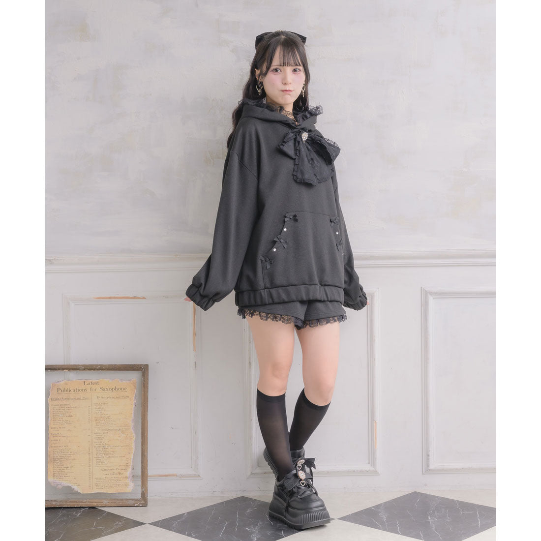 ロジータ ROJITA リボンデザインフーディーセットアップ （ブラック） ブラック