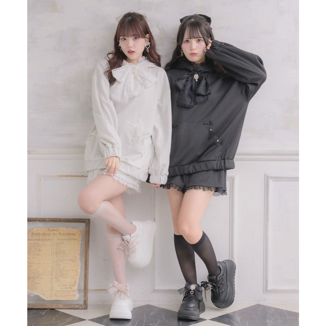 ロジータ ROJITA リボンデザインフーディーセットアップ （ブラック） ブラック