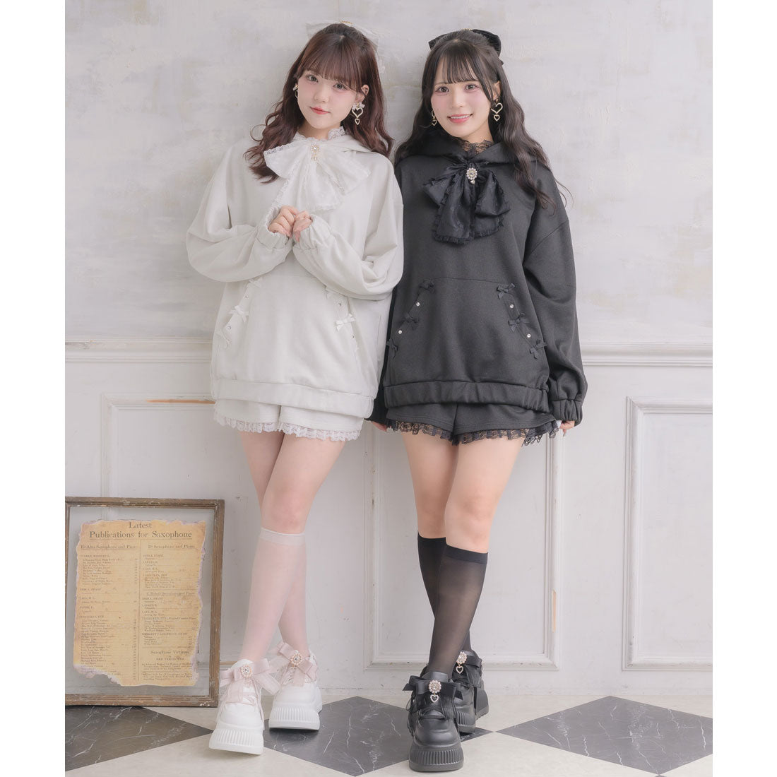 ロジータ ROJITA リボンデザインフーディーセットアップ （ブラック） ブラック