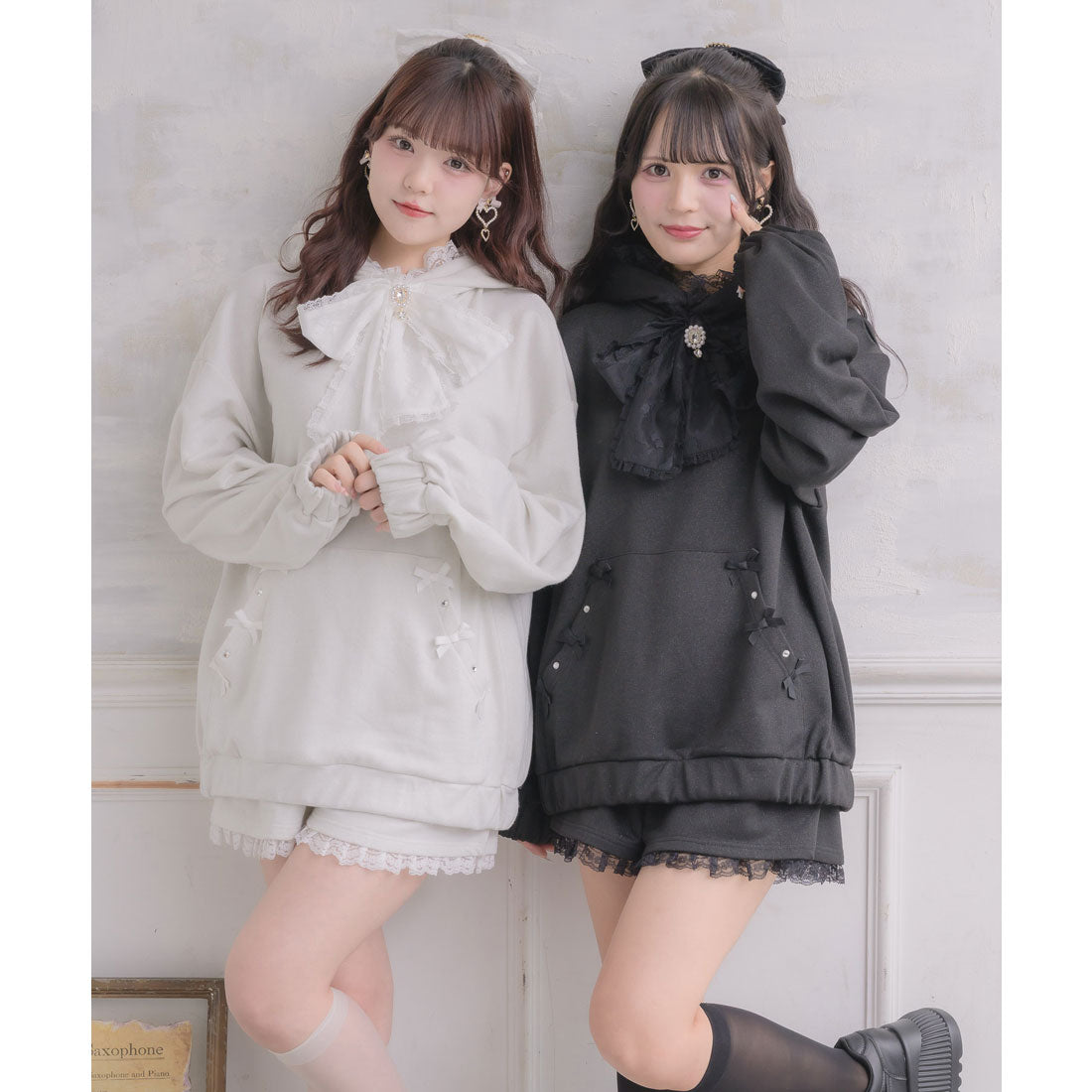 ロジータ ROJITA リボンデザインフーディーセットアップ （ブラック） ブラック