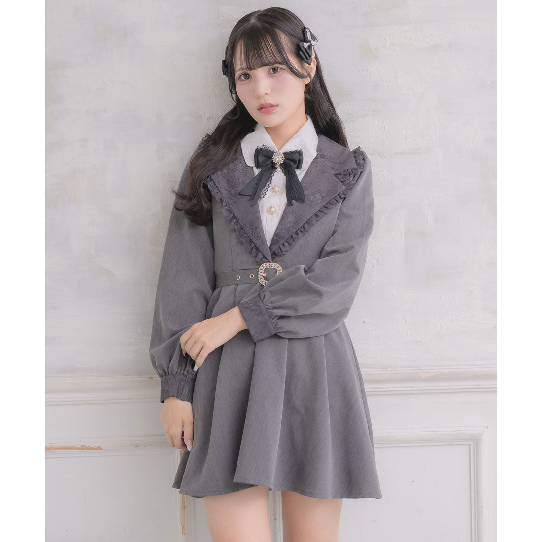 ロジータ ROJITA テーラー衿デザインワンピース （グレー） グレー