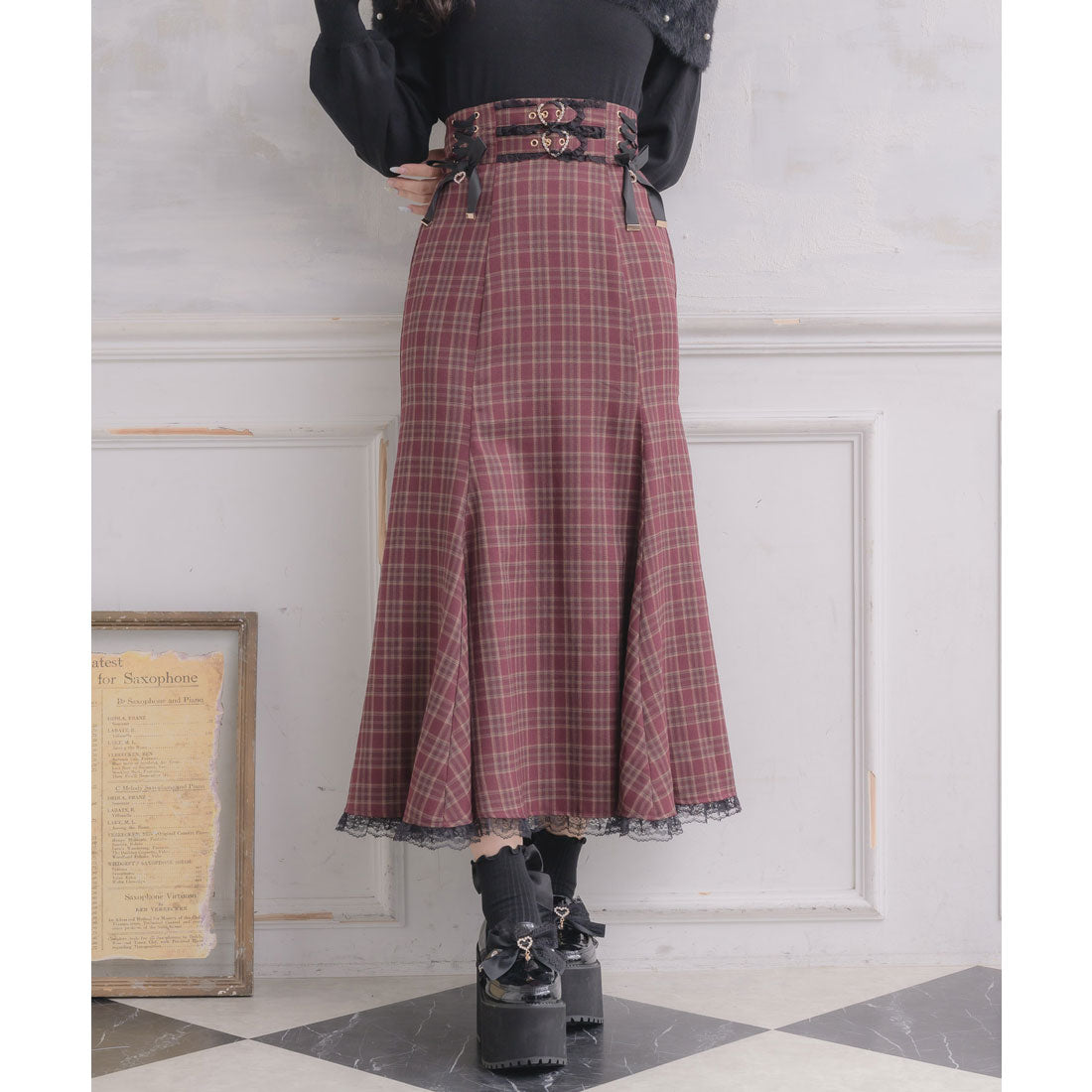 ロジータ ROJITA レースアップロングマーメイドスカート （ボルドー） ボルドー