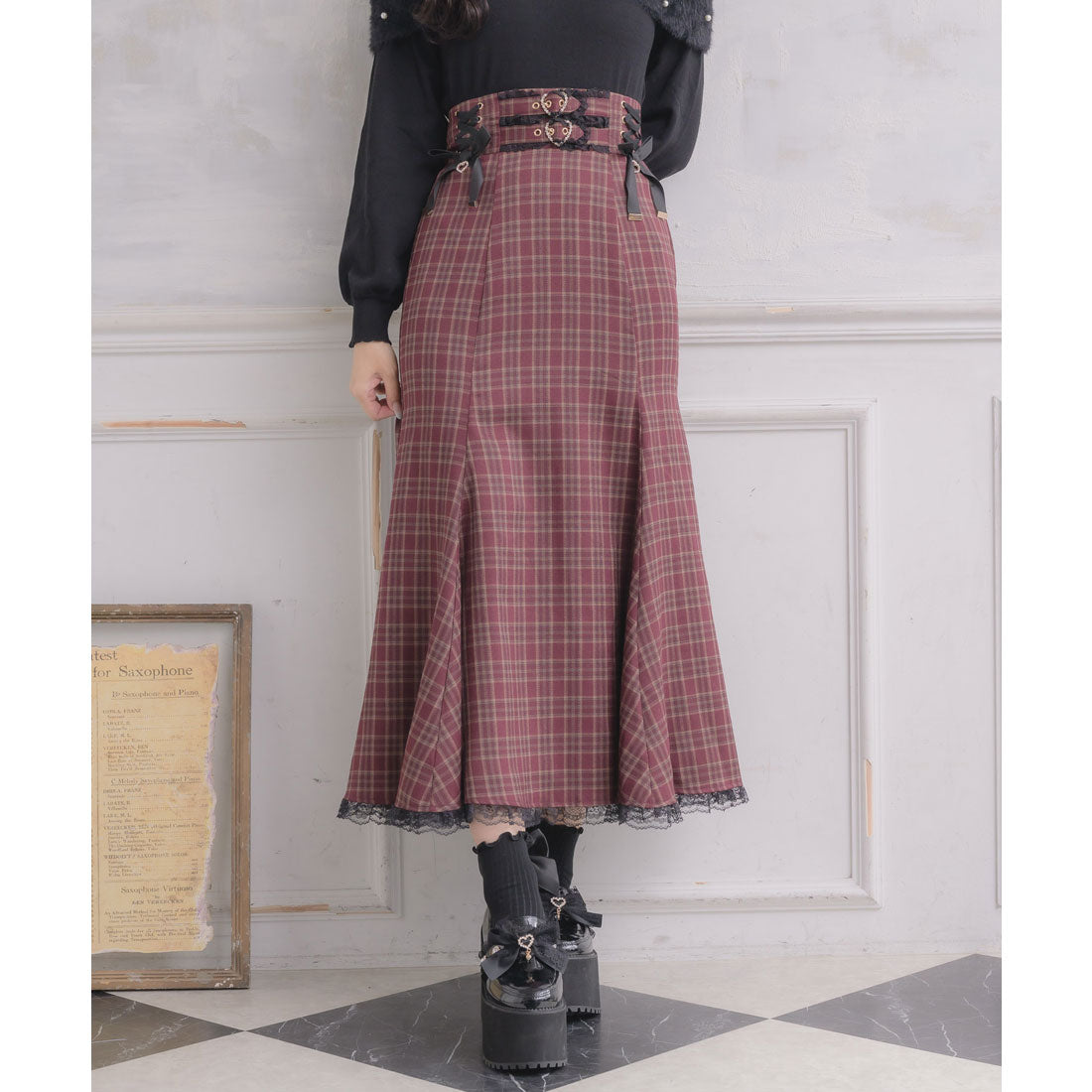 ロジータ ROJITA レースアップロングマーメイドスカート （ボルドー） ボルドー