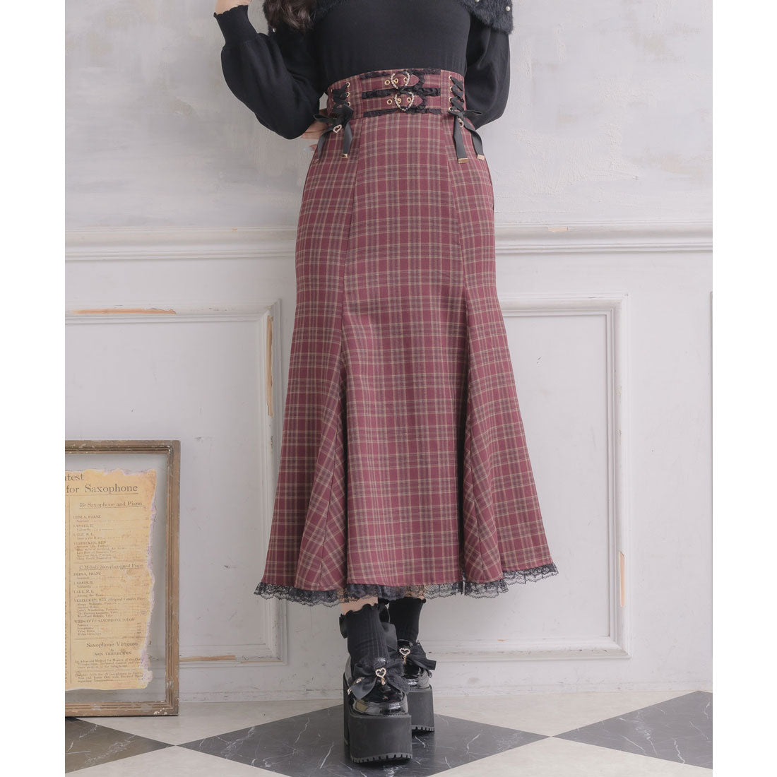 ロジータ ROJITA レースアップロングマーメイドスカート （ボルドー） ボルドー