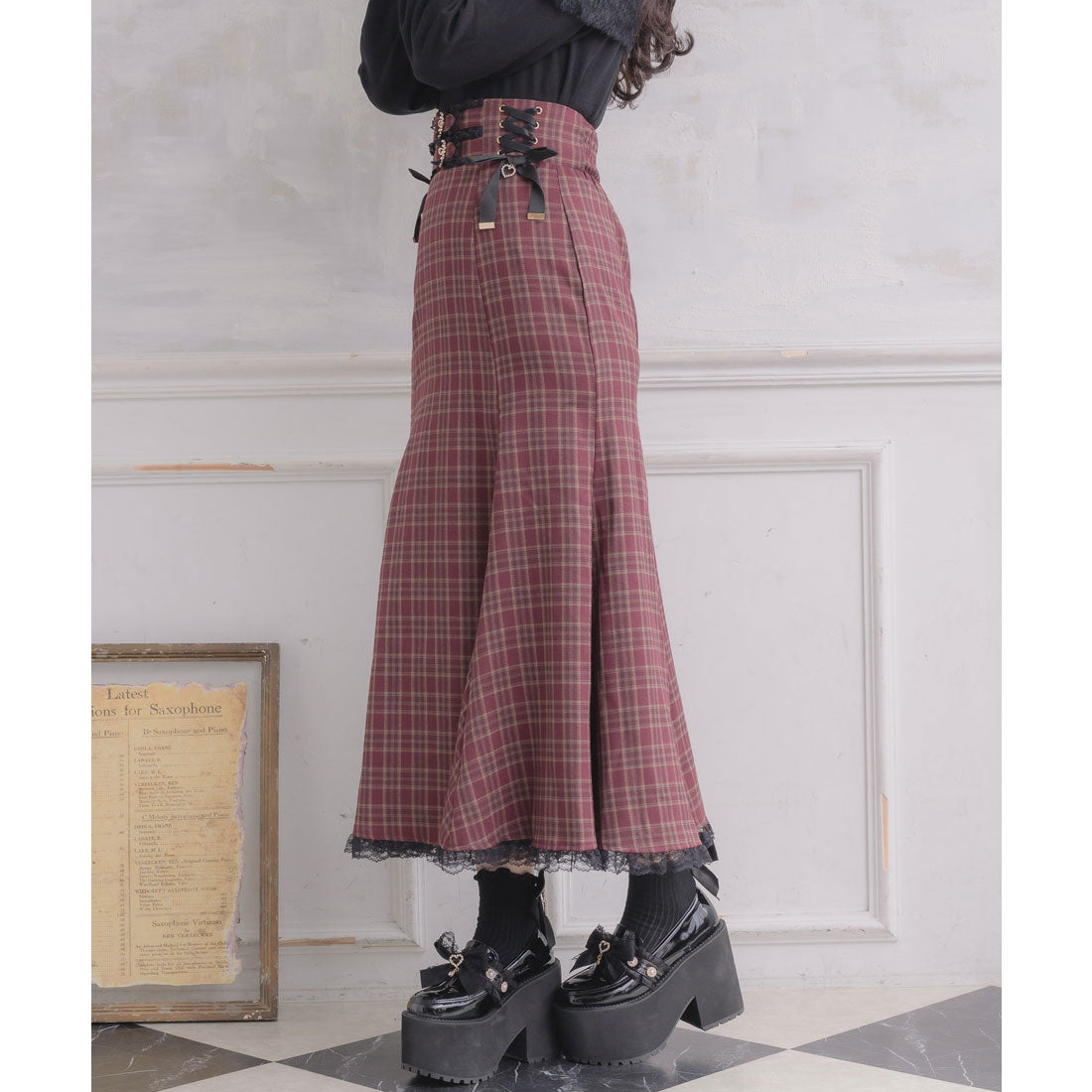 ロジータ ROJITA レースアップロングマーメイドスカート （ボルドー） ボルドー