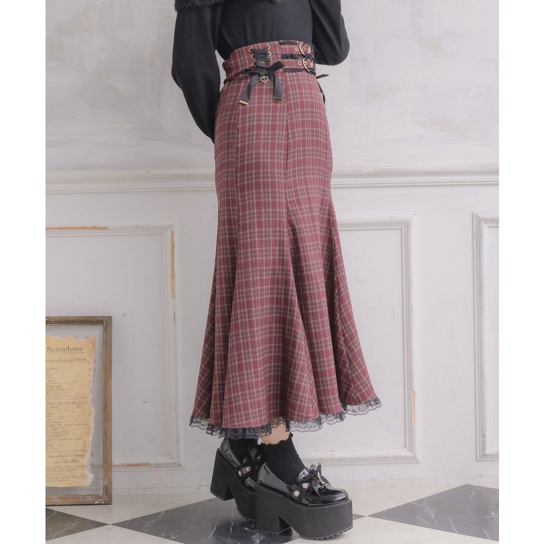 ロジータ ROJITA レースアップロングマーメイドスカート （ボルドー） ボルドー