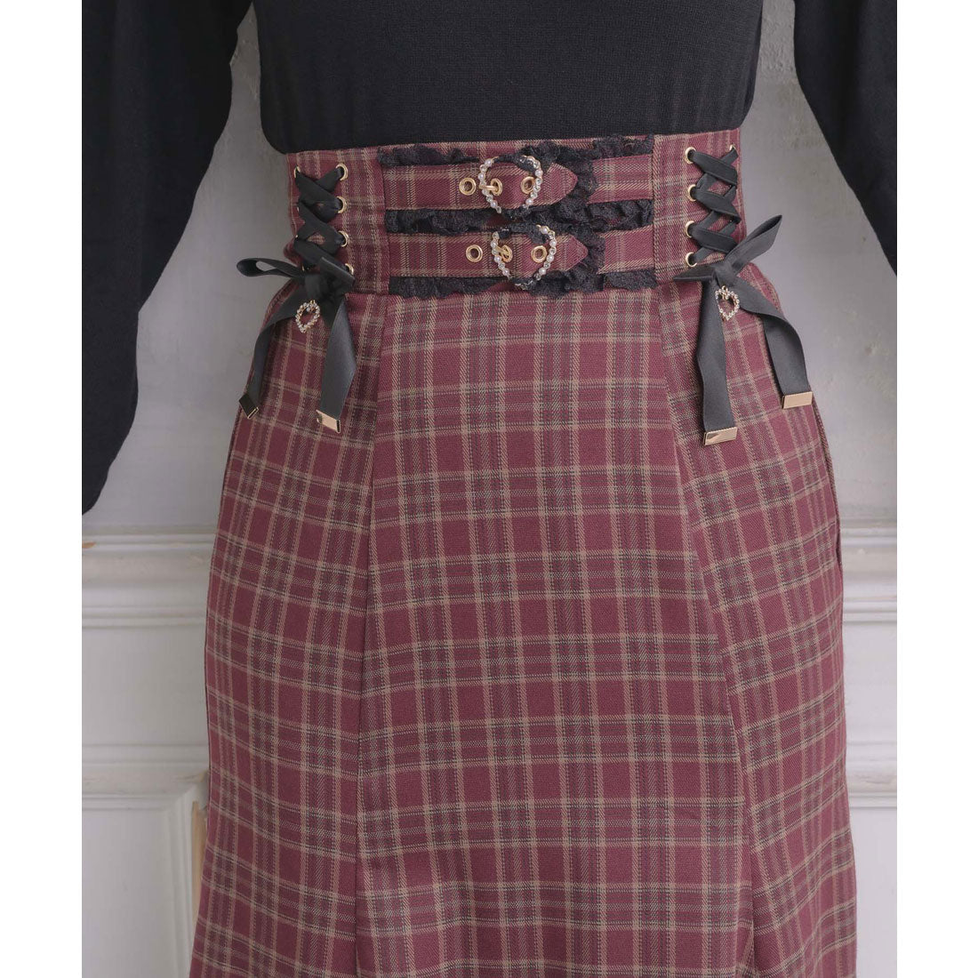 ロジータ ROJITA レースアップロングマーメイドスカート （ボルドー） ボルドー