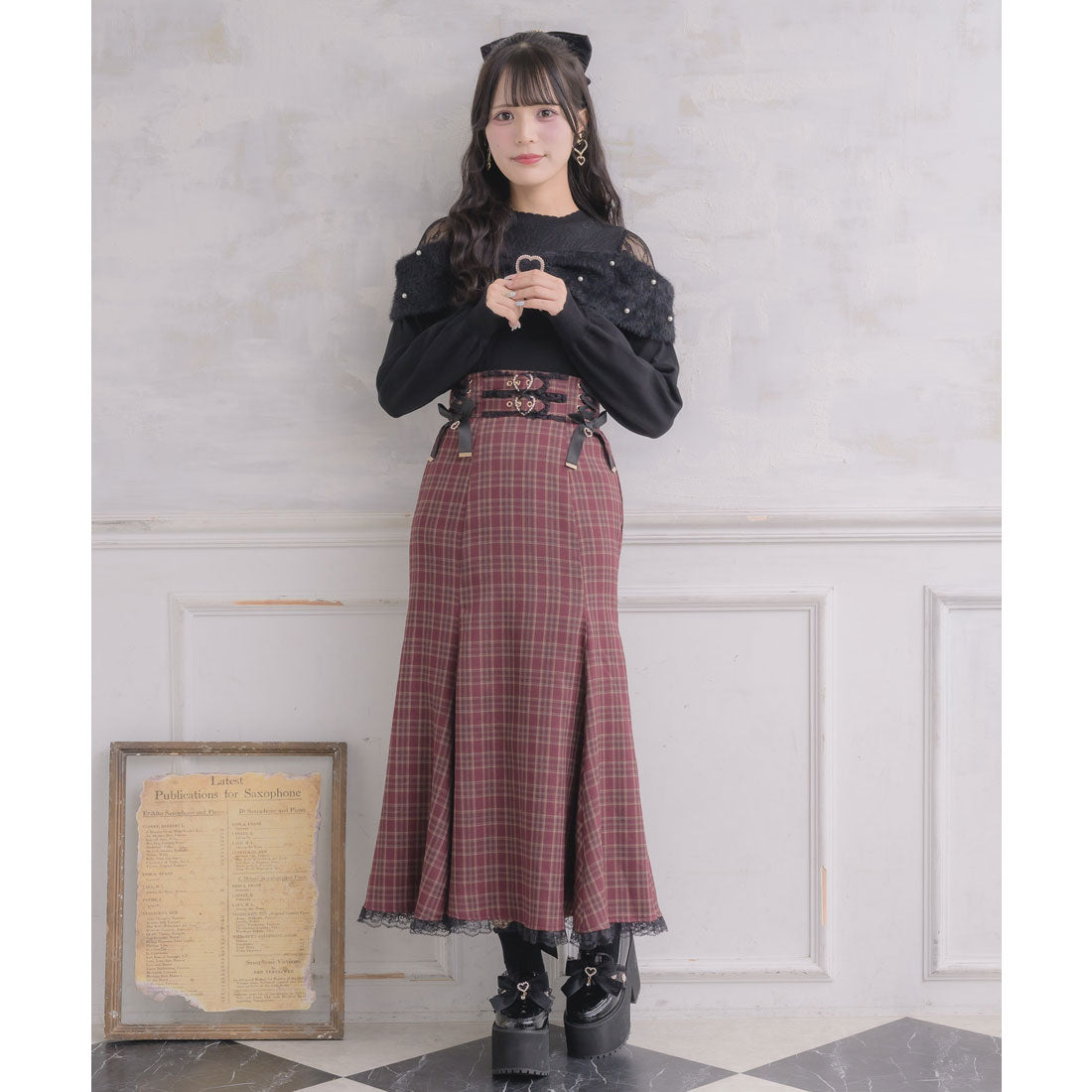 ロジータ ROJITA レースアップロングマーメイドスカート （ボルドー） ボルドー