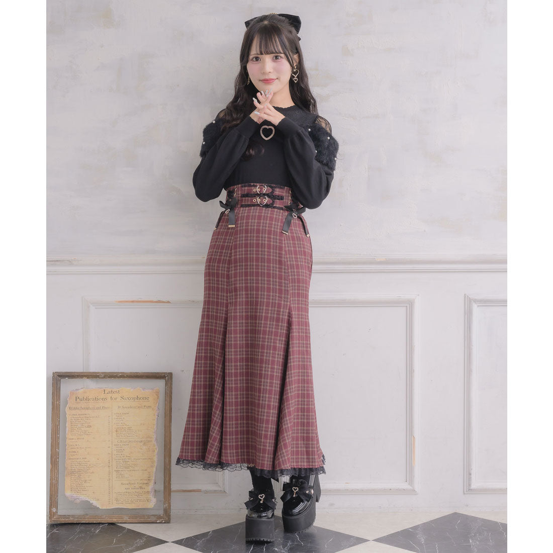 ロジータ ROJITA レースアップロングマーメイドスカート （ボルドー） ボルドー