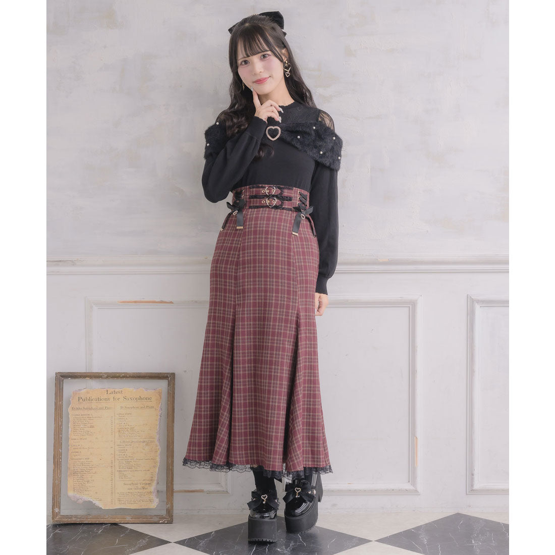 ロジータ ROJITA レースアップロングマーメイドスカート （ボルドー） ボルドー