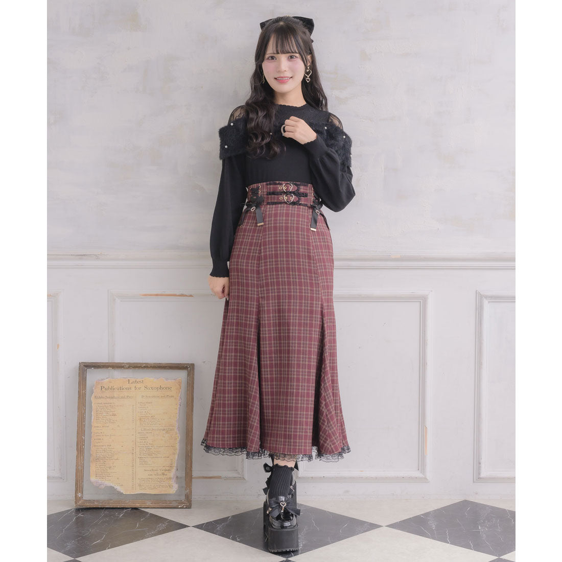 ロジータ ROJITA レースアップロングマーメイドスカート （ボルドー） ボルドー