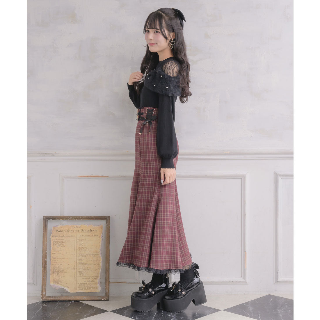 ロジータ ROJITA レースアップロングマーメイドスカート （ボルドー） ボルドー