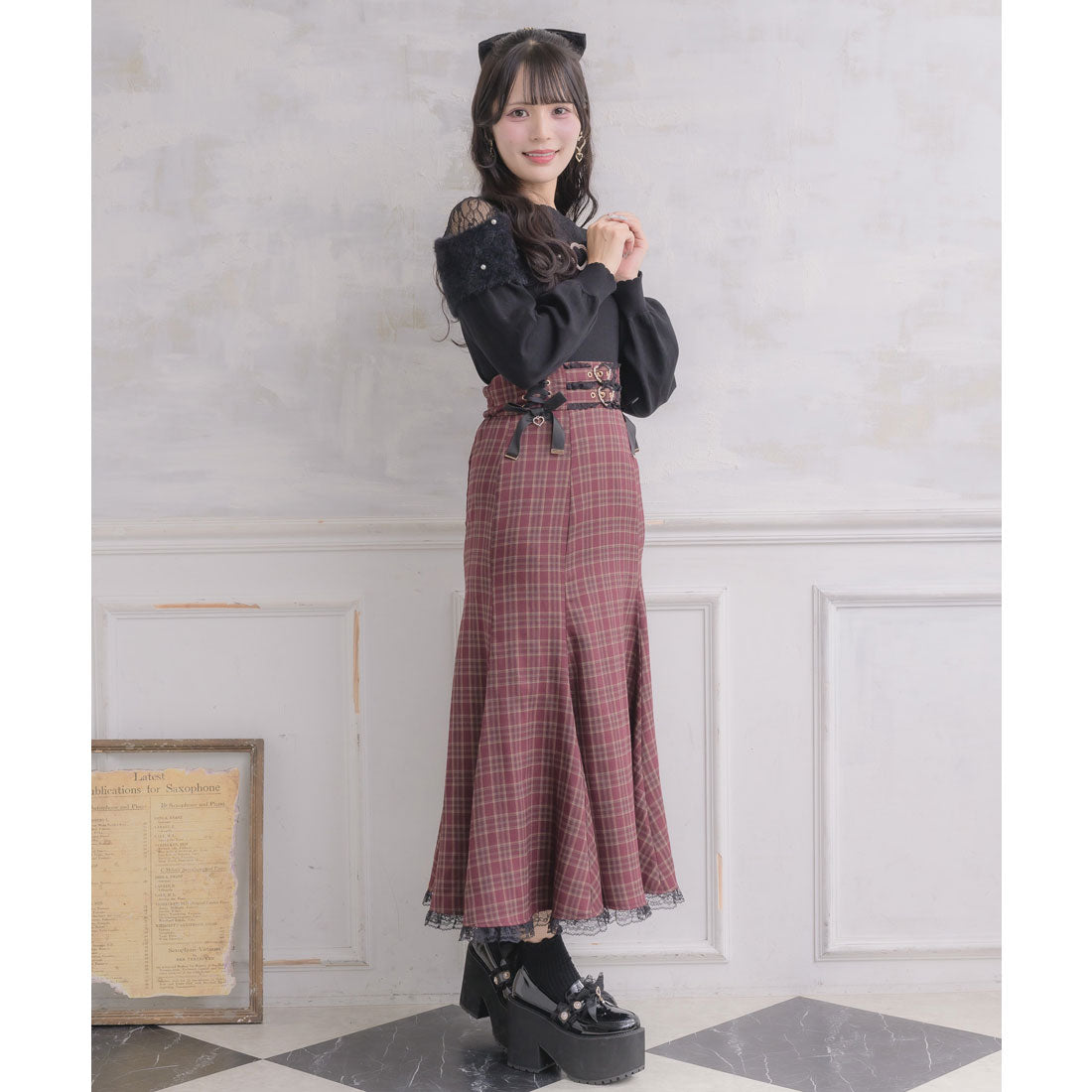 ロジータ ROJITA レースアップロングマーメイドスカート （ボルドー） ボルドー