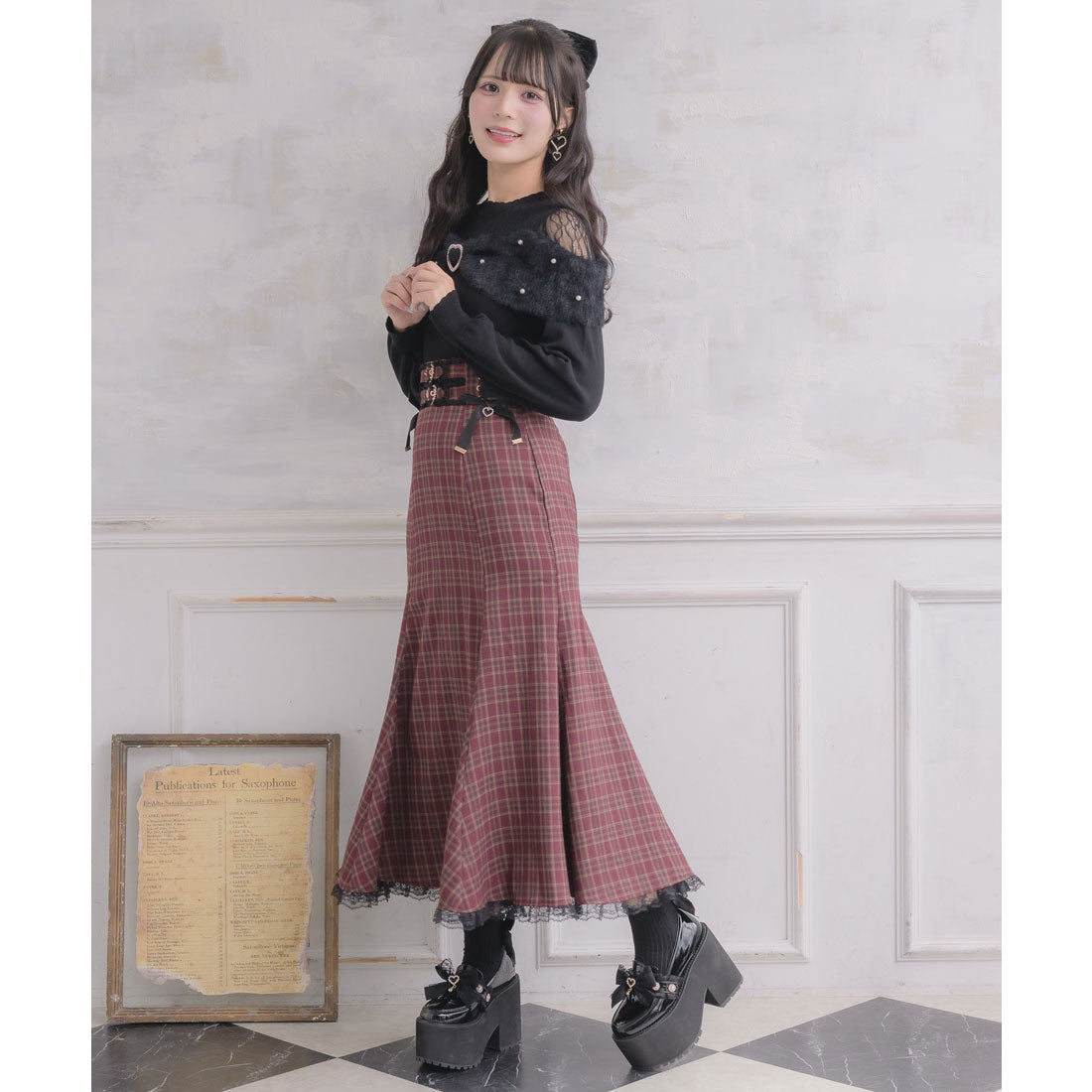 ロジータ ROJITA レースアップロングマーメイドスカート （ボルドー） ボルドー