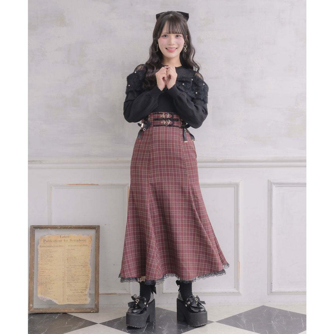 ロジータ ROJITA レースアップロングマーメイドスカート （ボルドー） ボルドー